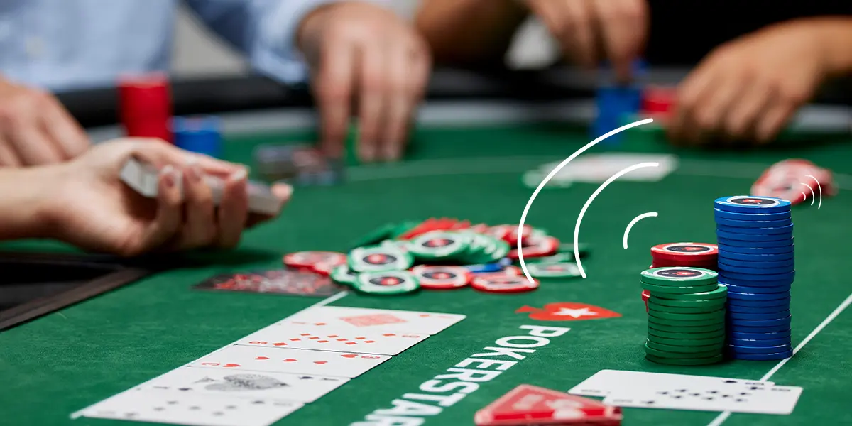 A high-stakes poker game showing a massive overbet, illustrating a polarized overbetting strategy.