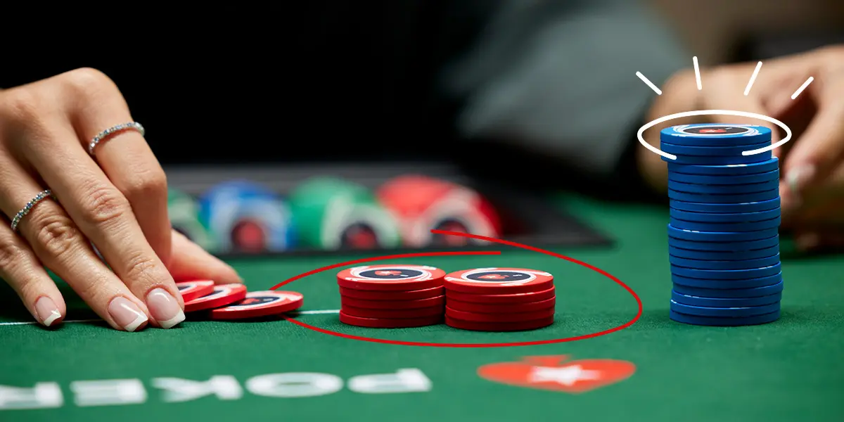 Poker chips illustrating bet sizing and pot odds calculation