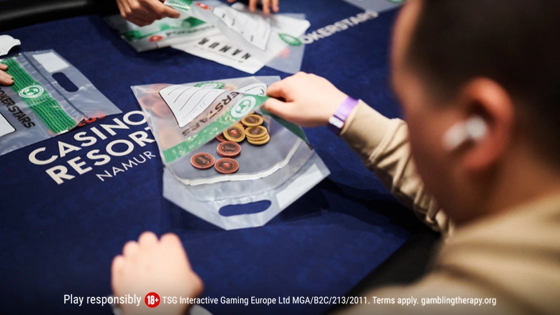 a player bagging chips at PokerStars Open Namur